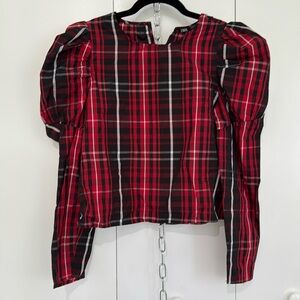 Zara plaid long sleeve top size Small